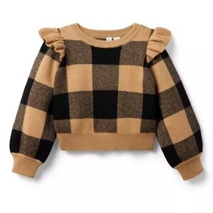 Janie and Jack | Plaid Latte Ruffle Sweater